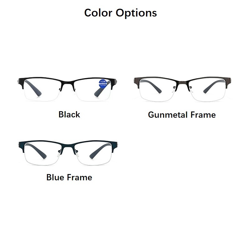 PC Semi-Rimless Rectangle Blue Light Reading Glasses