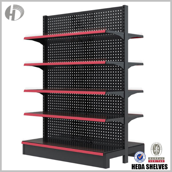 5 Layers Red&Black Pegboard Supermarket Shelves