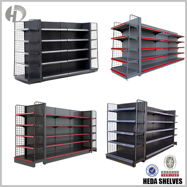 5 Tier Grocery Gondola Shelves - Black&Red