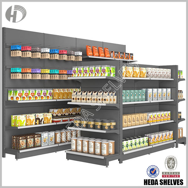 New Black Gondola Shelf For Supermarket