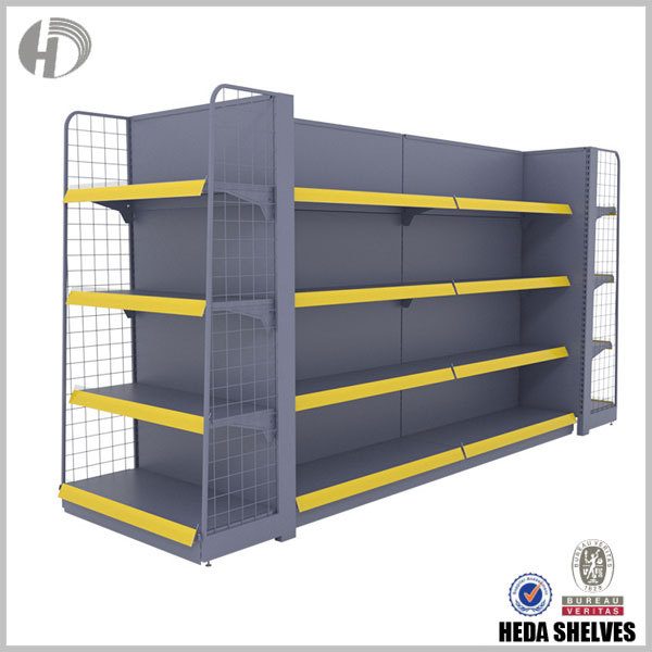 4 tier Supermarket Gondola Rack Yellow