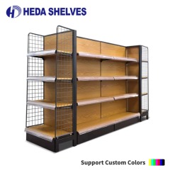 Double-Sided Wooden Supermarket Shelves