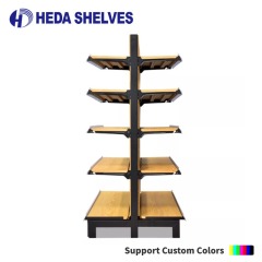 Double-Sided Wooden Supermarket Shelves