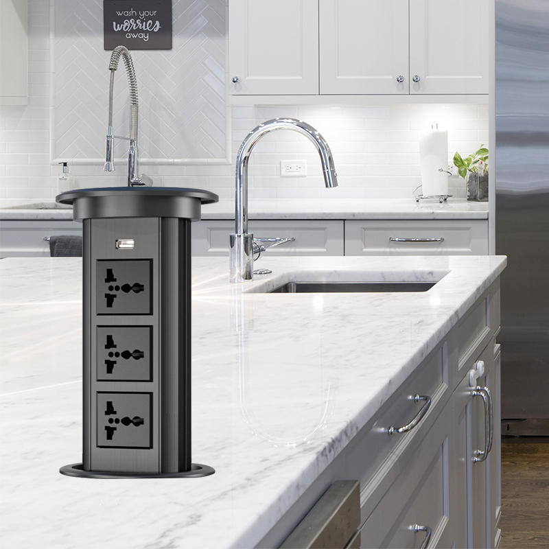 Auto lift multi power socket pop up wireless socket desktop sockets 3 universal Plugs 1 USB A