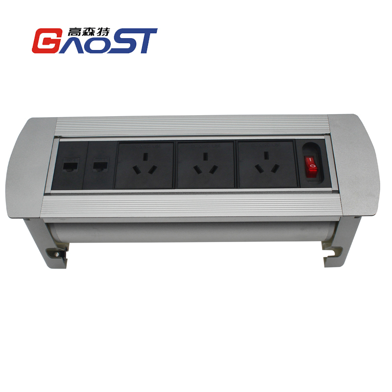 Australian Desktop Electric Flip socket manual flip power data socket with USB charging, network datat CAT6 for conference table