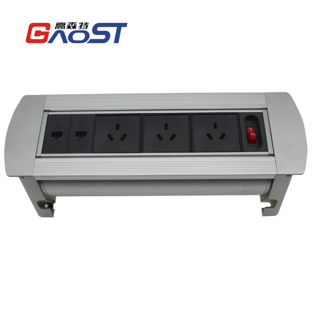 Australian Desktop Electric Flip socket manual flip power data socket with USB charging, network datat CAT6 for conference table