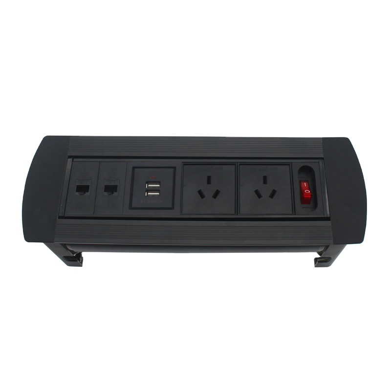 Australian Desktop Electric Flip socket manual flip power data socket with USB charging, network datat CAT6 for conference table