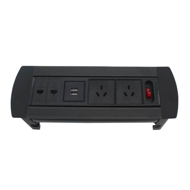 Australian Desktop Electric Flip socket manual flip power data socket with USB charging, network datat CAT6 for conference table