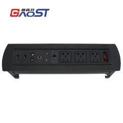China stanard rotary socket with 3outlets 1 CAT6 USB Charging HDMI audio port