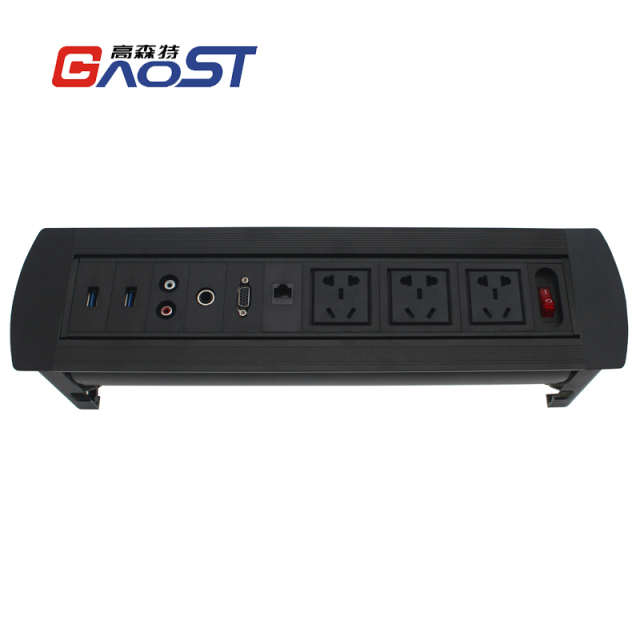 China stanard rotary socket with 3outlets 1 CAT6 USB Charging HDMI audio port
