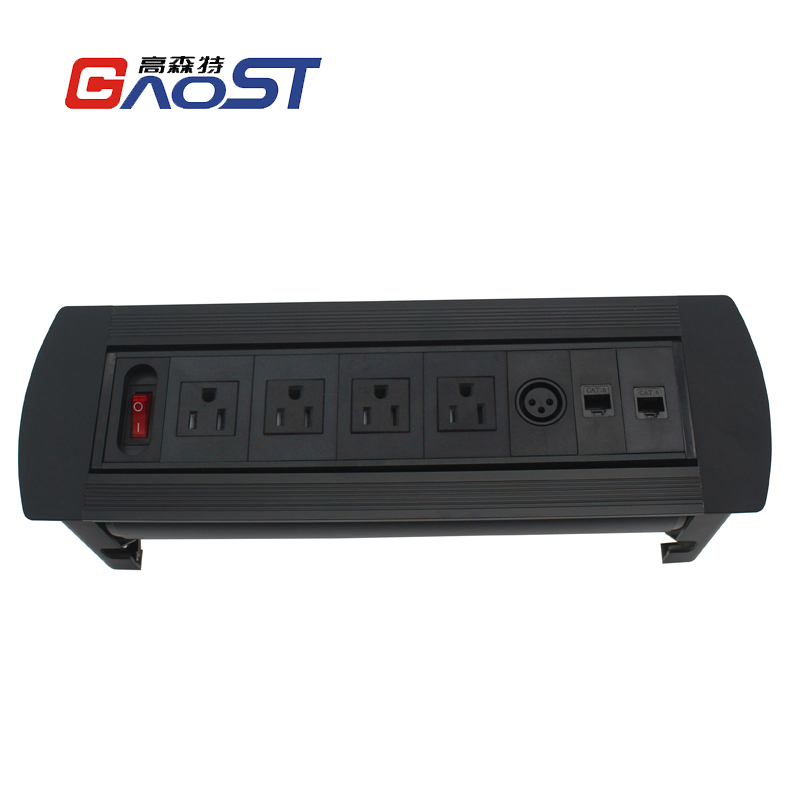 US Office Desk Hidden Electric Motorized Overturn Flip Desktop Socket