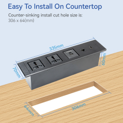 Factory wholesale Built-in socket rectangle black alloy multi table sockets USB RJ45 for office