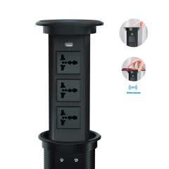 Auto lift multi power socket pop up wireless socket desktop sockets 3 universal Plugs 1 USB A