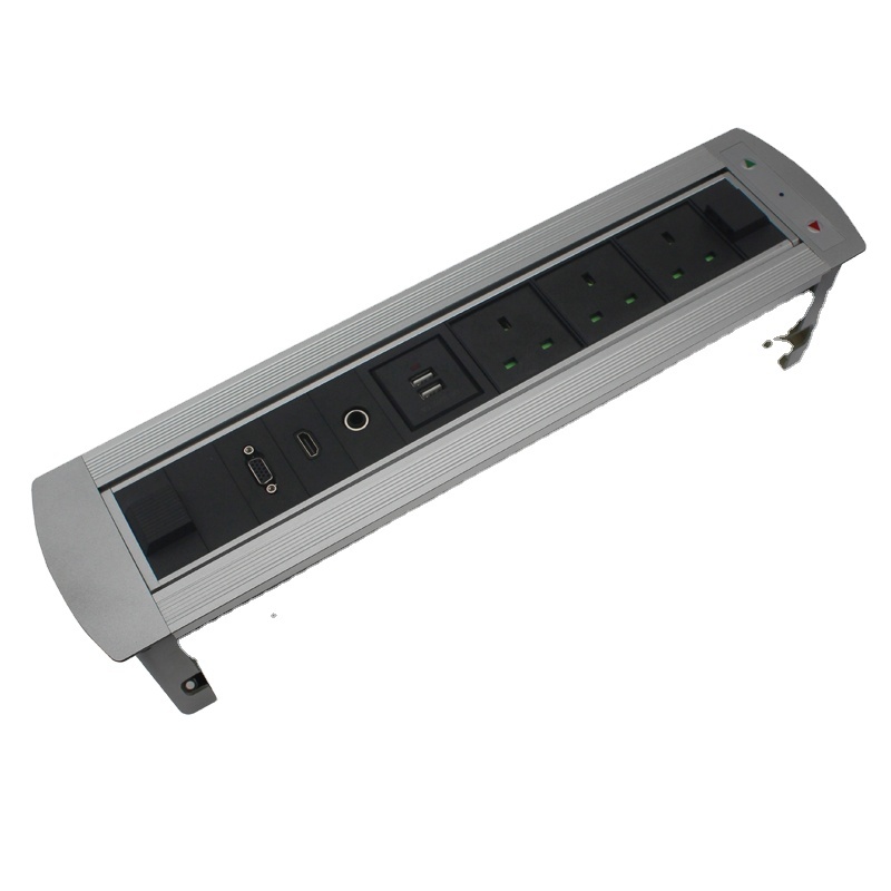 GB UK Customised Electric Flip Power Socket Recessed Tabletop With USB charging HDMI VGA data port