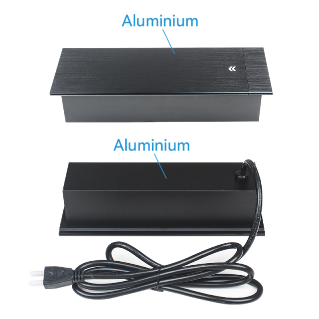 Tabletop Power Outlet Socket With Sliding Cover With 15w Wireless Charger Slide Desktop Socket