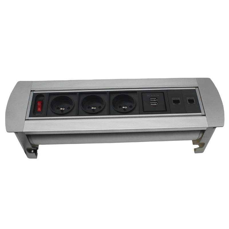 Customized Manual Flip Socket Outlet on desktop Cat6 cable