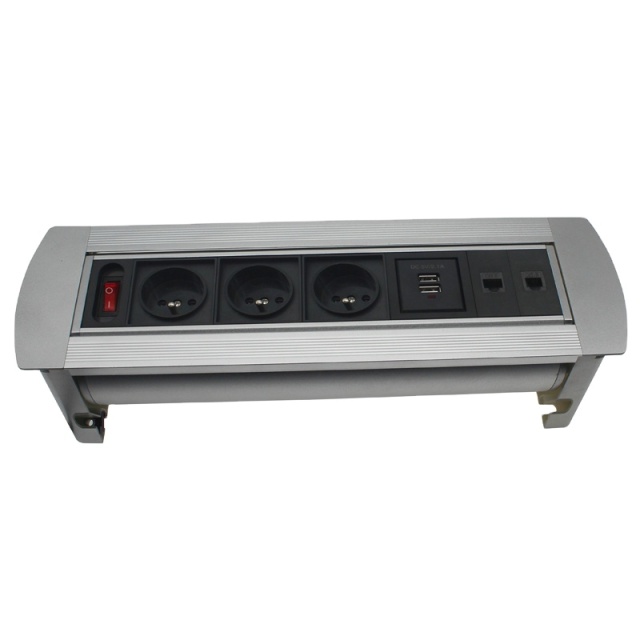 Customized Manual Flip Socket Outlet on desktop Cat6 cable