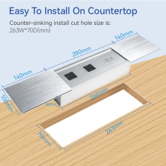 Tabletop Power Outlet Socket with sliding cover with wireless charger US UK AU EU FR outlet available