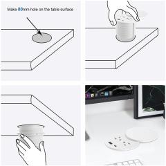 White desktop US Power grommet PD 20 W TR protection Power grommet USB socket USBC socket