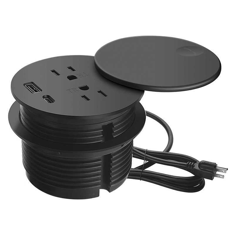 Black Desk grommet US Power grommet with TR protection,Power grommet USB socket,USBC socket