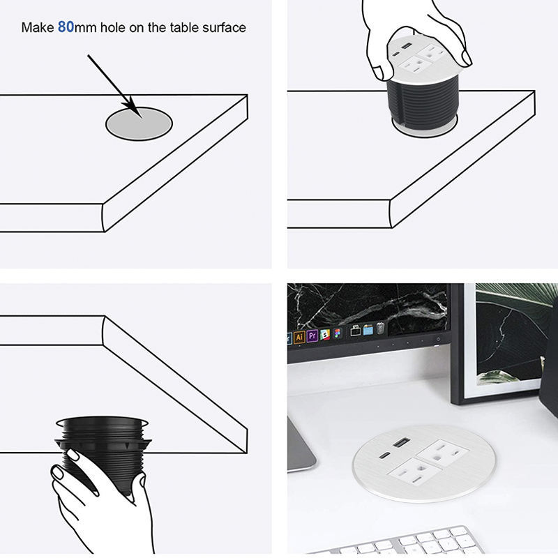 Table Mount Socket Outlet Electrical Outlet Multiple Socket Tabletop Extension Socket / Power Strip