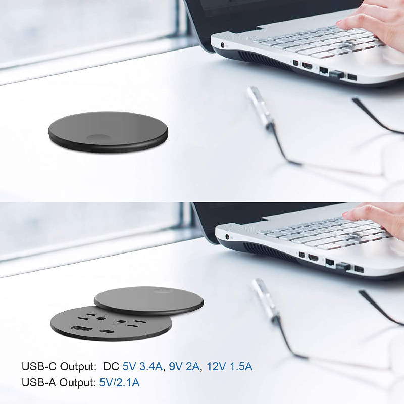 Black Desk grommet US Power grommet with TR protection,Power grommet USB socket,USBC socket