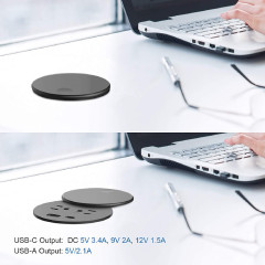 Black Desk grommet US Power grommet with TR protection,Power grommet USB socket,USBC socket