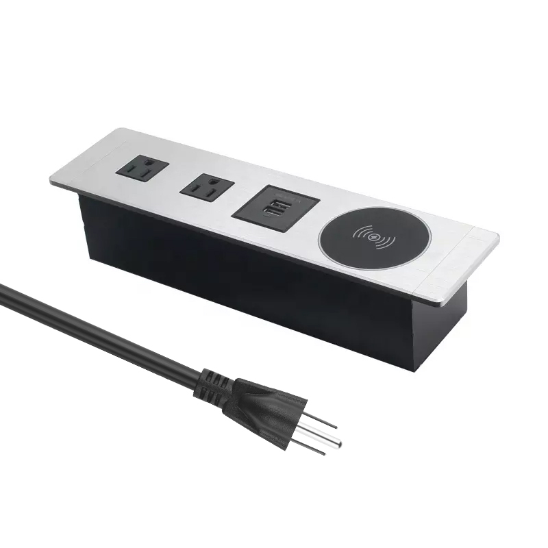 Office Tabletop Power Socket Smart Home USB Power Socket With Wireless Charger Power Socket