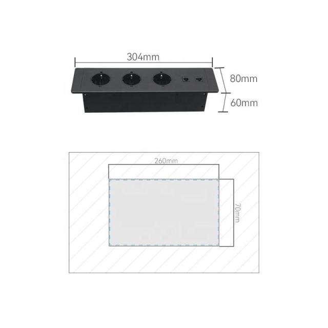 EU Schulo Germany Power Socket Furniture Mounted Desktop Socket Desktop Power Socket Desk Mounted Power Socket