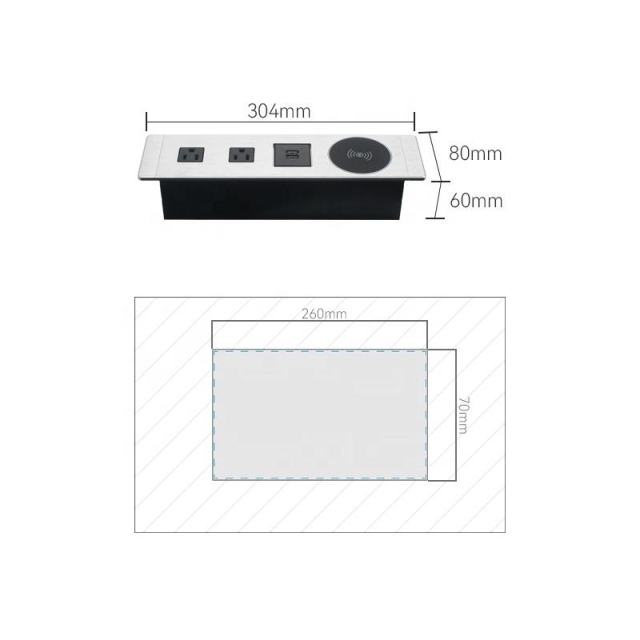 Office Tabletop Power Socket Smart Home USB Power Socket With Wireless Charger Power Socket