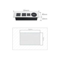 Desk-in Recessed Australian Power Socket with 2 outlets 2 USBA charging QI wireless charging Multifunctional Power sockets with wireless charging for furnitures