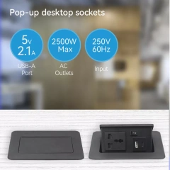 Universal Furniture Recessed Box Package Socket Set UK US AU Recessed Desk Electric Switch And Socket Desktop Usb Power Socket
