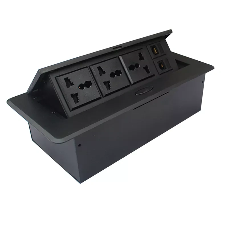 Pop Up Desktop Socket with 2 universal Ac and 2 Rj45 1dual usb charger