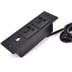 Universal Conference Recessed Power Strip Socket with USB Ports,Table Power Strip,Desktop Charging Station with 2-Outlets and 2 USB Ports