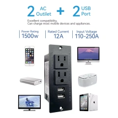 Wholesale American Universal Electric Socket Conference Office Recessed 15a Outlets Desktop USB Ports Dc Socket