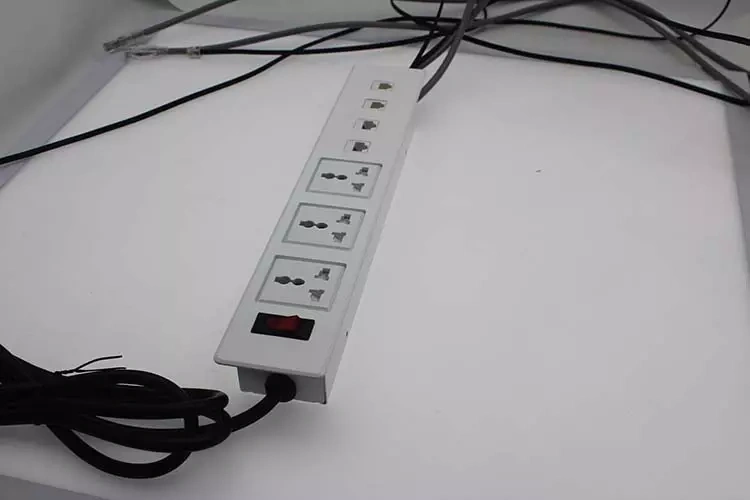 Office furniture flip up tabletop power outlets for meeting room table power strip