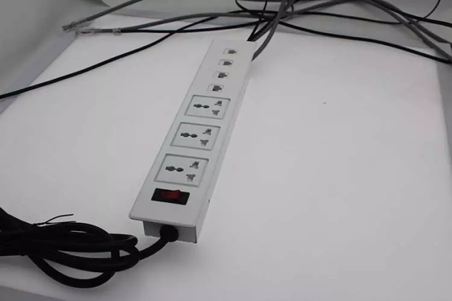 Office furniture flip up tabletop power outlets for meeting room table power strip
