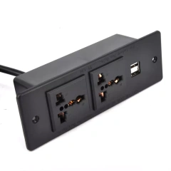 Universal Conference Recessed Power Strip Socket with USB Ports,Table Power Strip,Desktop Charging Station with 2-Outlets and 2 USB Ports