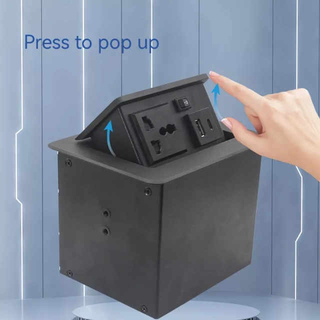 Universal Furniture Recessed Box Package Socket Set UK US AU Recessed Desk Electric Switch And Socket Desktop Usb Power Socket