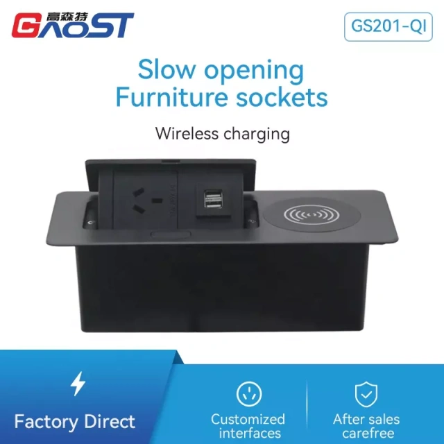 Table Power Box for Office Furniture phone iphone AC outlet Usb QI 15 W Wireless charging