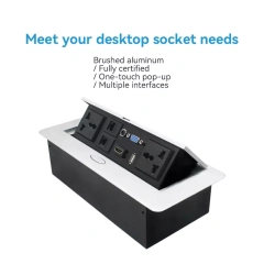 Custom Desktop Flush mounted Desktop Hidden Socket Table Mount Socket Outlet