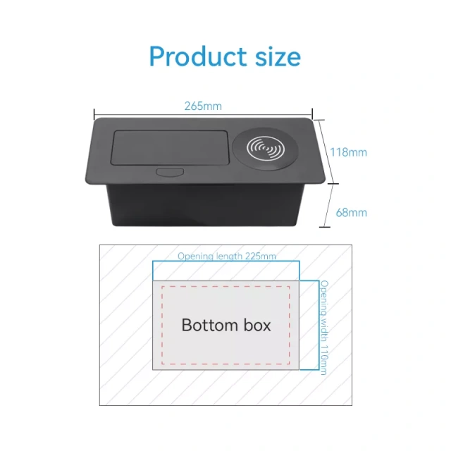 Table Power Box for Office Furniture phone iphone AC outlet Usb QI 15 W Wireless charging