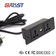 Best Selling Hidden Desk Power Strip Outlets 2 Ways Universal Outlet Sockets 2 USB Ports 5V 2.1A Overload Protector Outlet