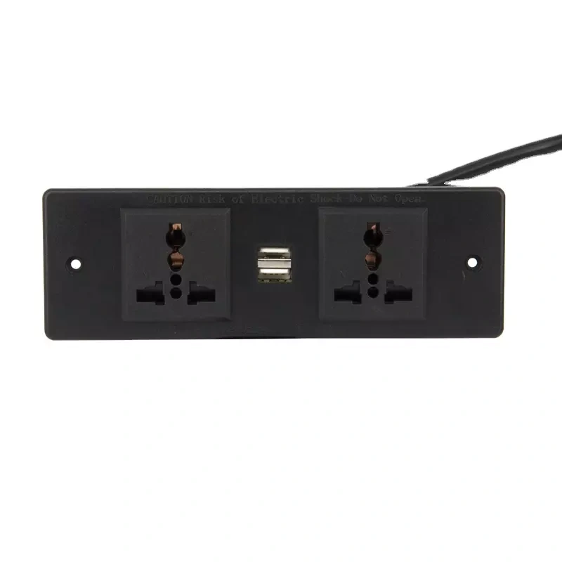 Best Selling Hidden Desk Power Strip Outlets 2 Ways Universal Outlet Sockets 2 USB Ports 5V 2.1A Overload Protector Outlet