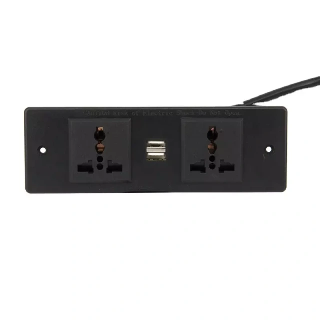 Best Selling Hidden Desk Power Strip Outlets 2 Ways Universal Outlet Sockets 2 USB Ports 5V 2.1A Overload Protector Outlet