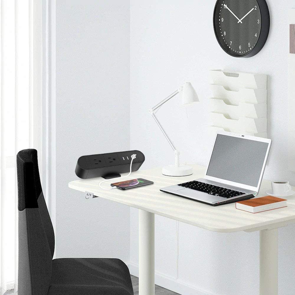 Desktop Clamp Power Strip with USB C,Aluminum Alloy Desk Clamp Power Strip with 2 Outlets,Desktop Edge Power Outlets,Surge Protector Desktop Power Strip with 6ft Cord