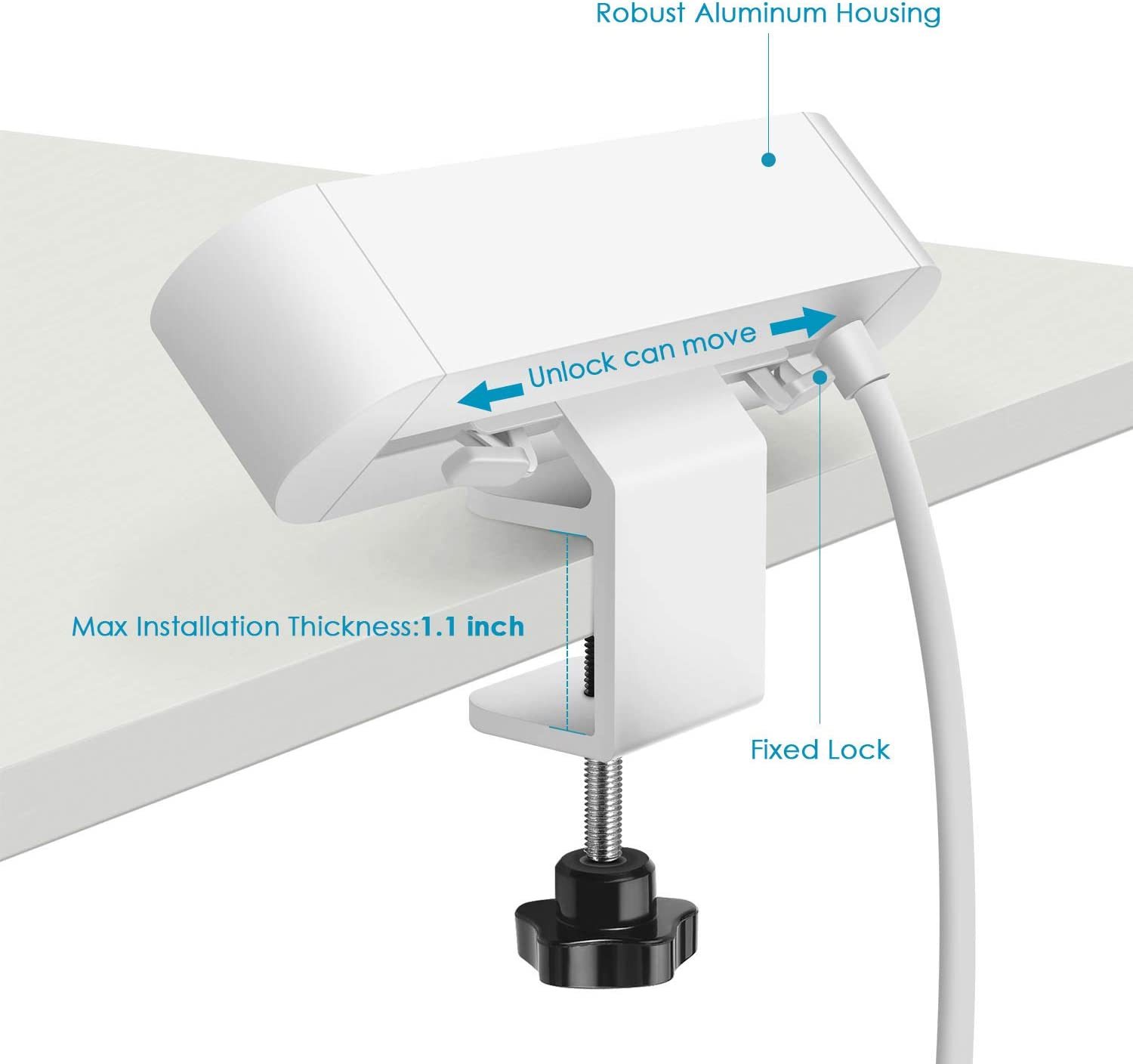 Desk Clamp Power Strip with 2 Outlets 3 USB charging 5V 2.4A,The Clamp Edge Mount Power Center,Aluminum Alloy Fireproof Desktop Power Socket,Desktop Charging Station