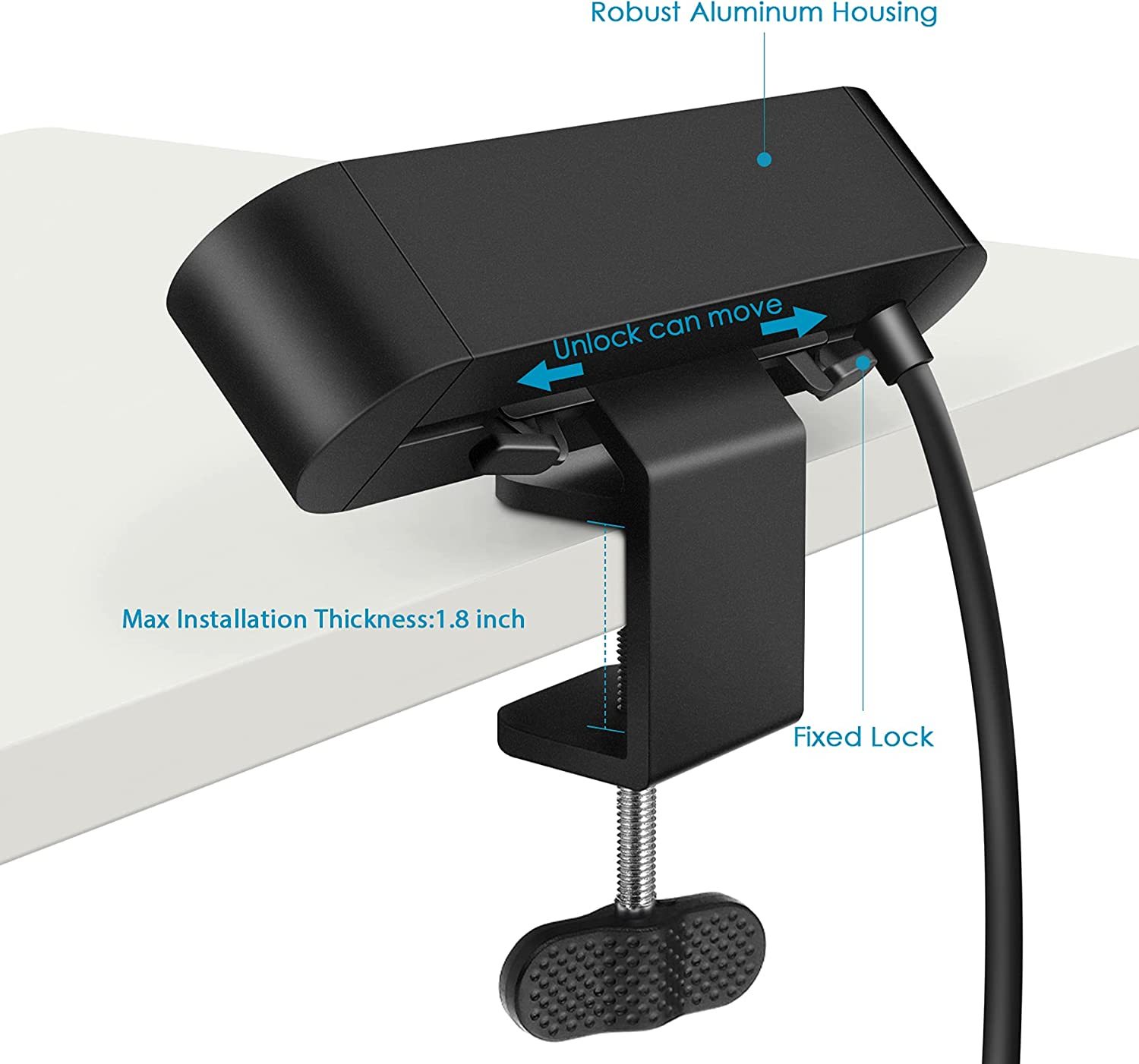 Desktop Clamp Power Strip with USB C,Aluminum Alloy Desk Clamp Power Strip with 2 Outlets,Desktop Edge Power Outlets,Surge Protector Desktop Power Strip with 6ft Cord