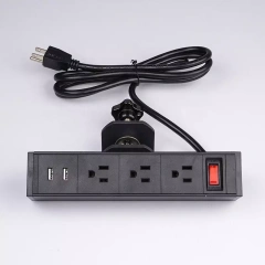 US Aluminum extension desk clip socket / power strip with usb power outlet