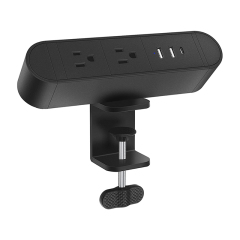 Desktop Clamp Power Strip with USB C,Aluminum Alloy Desk Clamp Power Strip with 2 Outlets,Desktop Edge Power Outlets,Surge Protector Desktop Power Strip with 6ft Cord